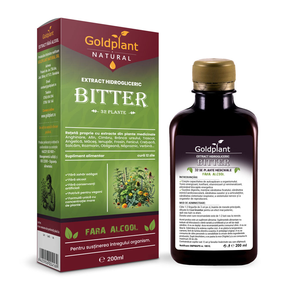 Bitter 32 plante – Tinctură fără alcool 200ml, Extract hidrogliceric concentrat