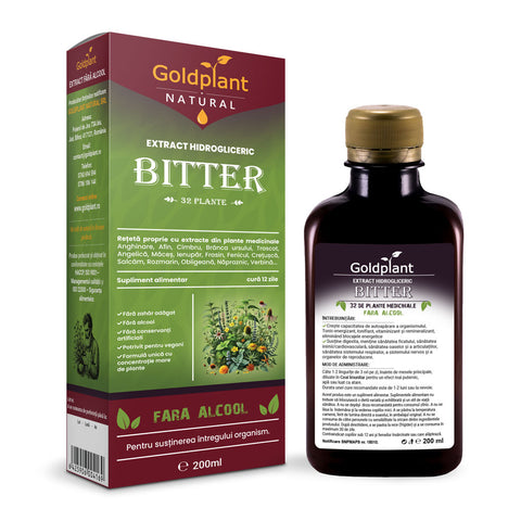 Bitter 32 plante – Tinctură fără alcool 200ml, Extract hidrogliceric concentrat
