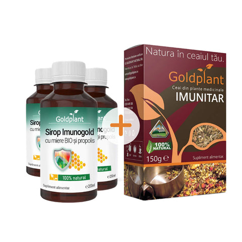 Cura Imunogold pentru Copii + 1 Ceai GRATIS – 36 de zile de imunitate naturală (3 Siropuri Imunogold)