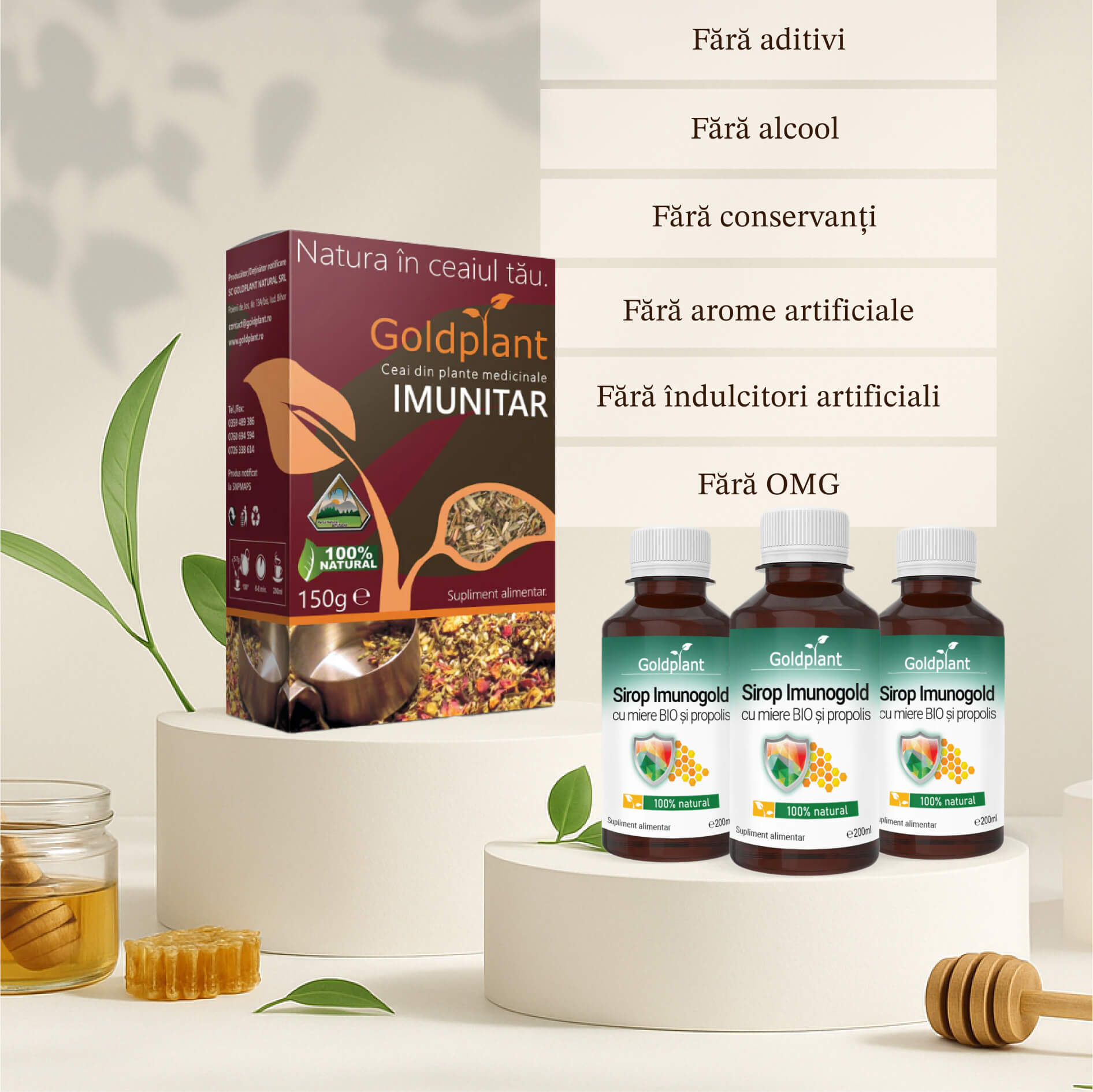 Cura Imunogold pentru Copii + 1 Ceai GRATIS – 36 de zile de imunitate naturală (3 Siropuri Imunogold)