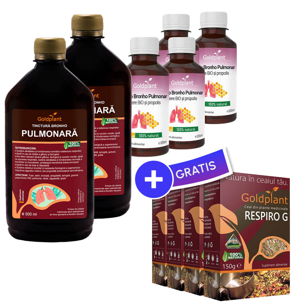 Pachet afecțiuni Respiratorii 60 Zile + 4 Ceaiuri GRATIS